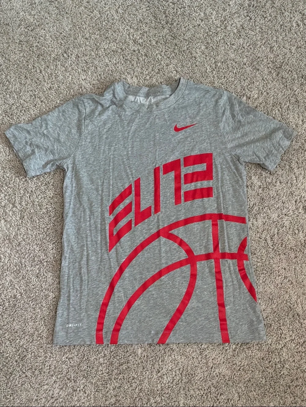 Nike Gray Tee with Red ELITE Basketball Graphic